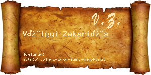 Völgyi Zakariás névjegykártya